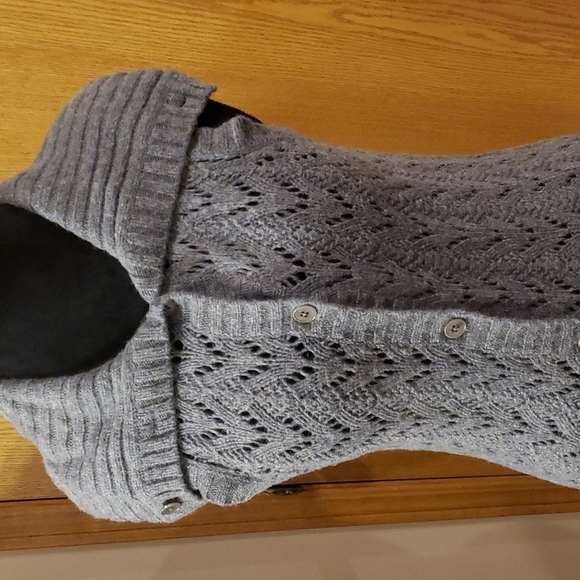 Talbots wool blend wide collar sweater vest grey button up - Picture 1 of 6